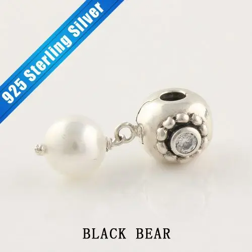 2014 Women New 3.38g 925 Sterling Silver Pearl Flower Crystal Clip Charms Fit European Style | Украшения и аксессуары