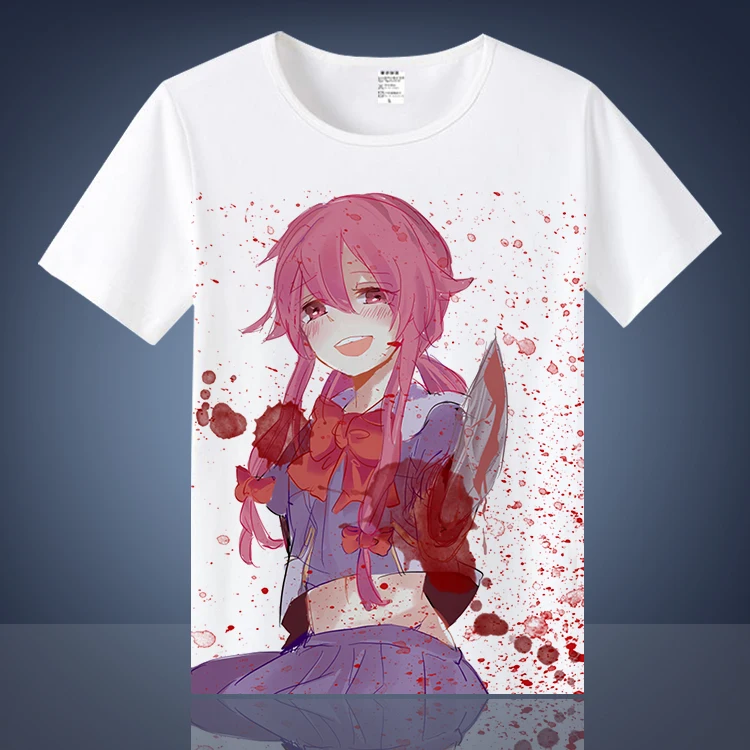 

20 STYLES Anime Future Diary T Shirt men women Mirai Nikki Short Sleeve Cartoon Gasai Yuno T-Shirt Cosplay Clothing CLOTHES