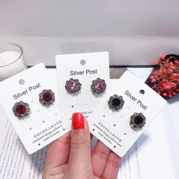 vintage cz jewllery flower earring  925 silver post Hypoallergenic fadeless fashion jewelry stud earrings for women girl gift