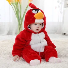 Red bird design photography rompers clothing baby kids wear