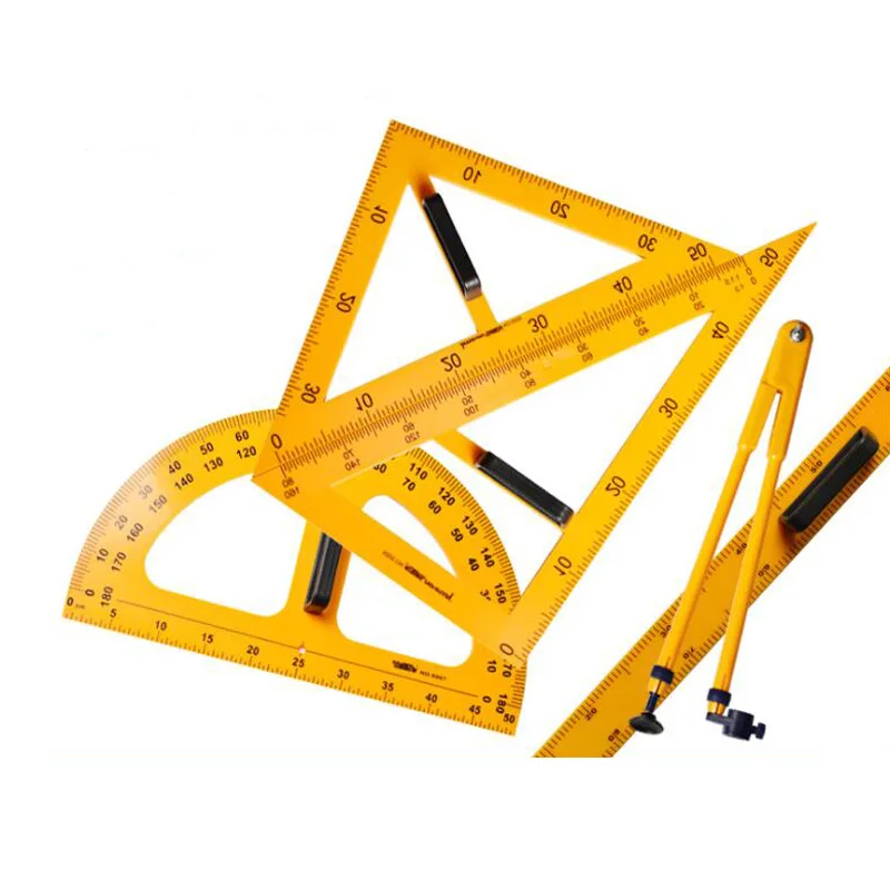 

4pcs set 45 60 Degree Triangle Ruler Protractor Set School Teacher Planner Case Desk Organizer Office Stationery Drafting Sup