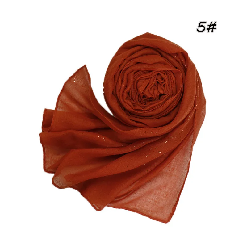 Базовый дизайн, женский простой Блестящий вискозный платок, однотонный шарф, мерцающий вуаль, мусульманский хиджаб, Sjaal 180*90 см - Цвет: 5