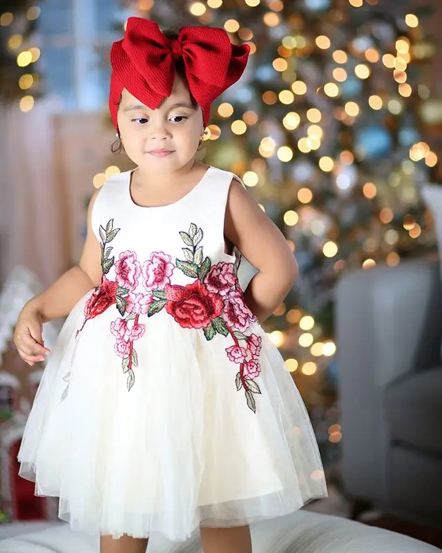 

2018 Little Girls Embroidered Crochet Rose Flower Dress Baby Girl Floral Dresses For Girls Sleeveless Clothing