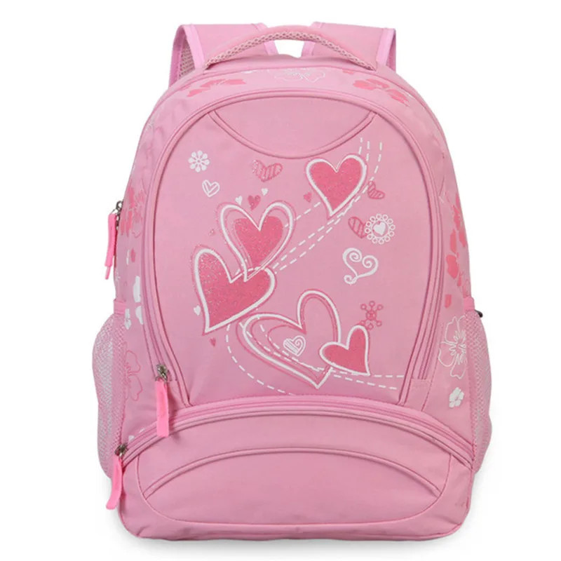 

Backpacks For Girls School Bag Fashion Sweet Heart Pattern Bookbags Children Pink Blue Purple Black Shoulder Bag Mochila Escolar