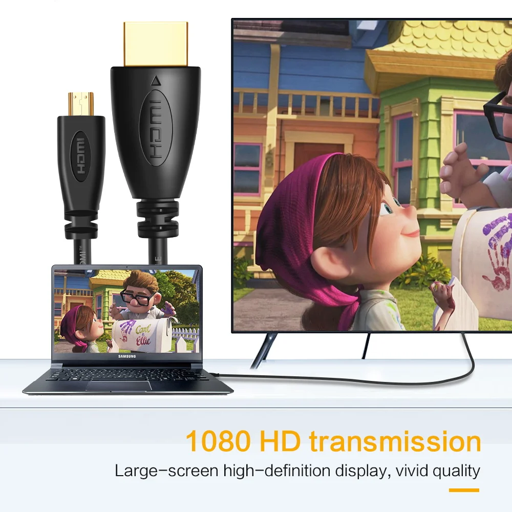 1,4 Версия Позолоченный Micro HDMI к HDMI кабель 3D 1080P Male-Male для телефона планшета HDTV PS3 xbox камера GoPro 1 м 1,5 м 3 м 5 м