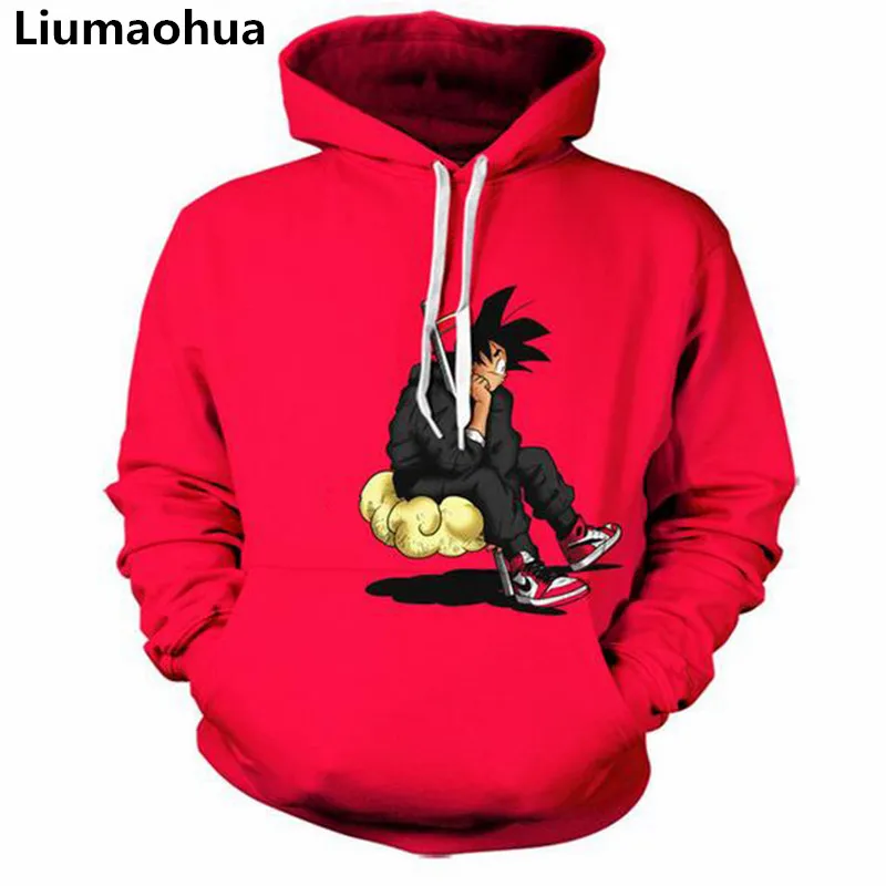 Liumaohua Harajuku Style Sweatshirt Anime Goku Print O Neck Hoody Pullovers Fashion Classic