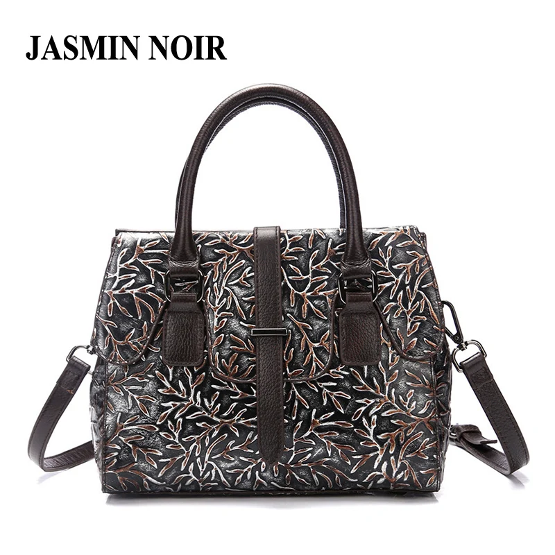 

Vintage New Brand Genuine Leather Women Handbag Floral Embossed Real Cow Female Designer Shoulder Crossbody Bag Large Tote Bag