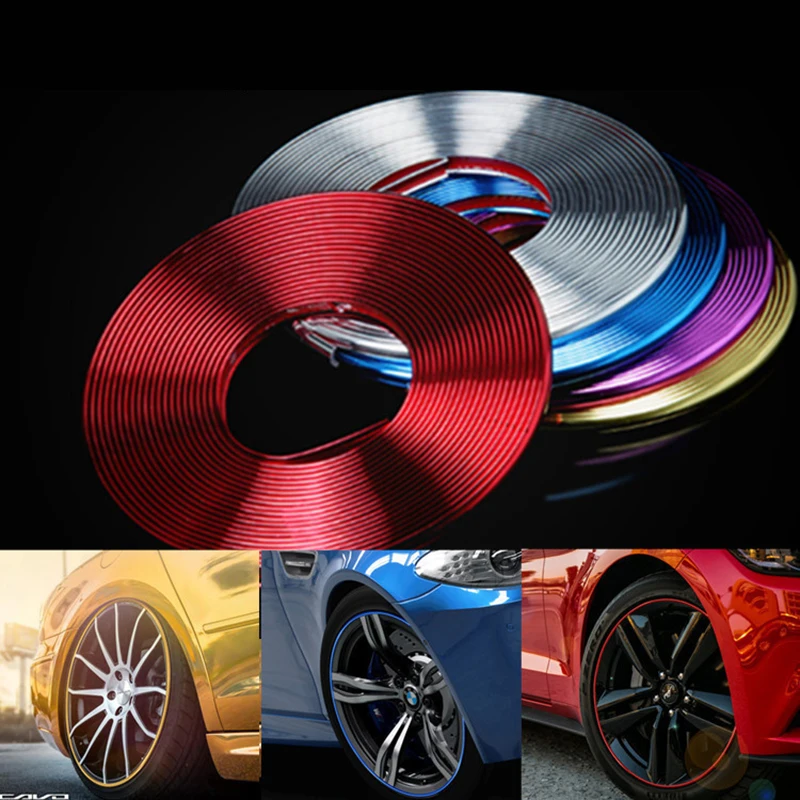 

8M Car Stickers Car Vehicle Color Wheel Edge Rims Protectors Decor Strip Tire Guard Line Rubber Moulding Trim Tire Protection