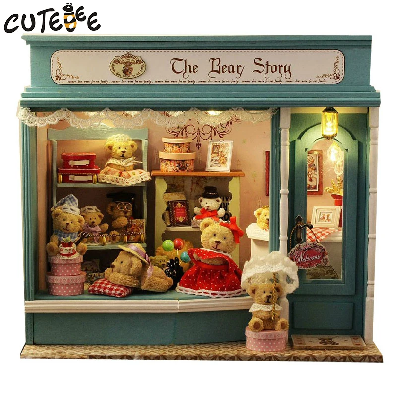 

CUTEBEE Doll House Miniature DIY Dollhouse With Furnitures Wooden House Toys For Children Birthday Gift the bear story E-003