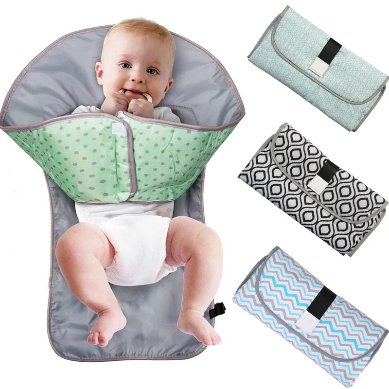 Уход детские складные мочи водонепроницаемый коврик 3-в-1 многофункциональный Портативный Младенческая подгузник сумка пеленания
