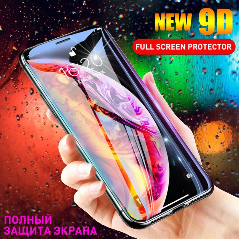 

9D Tempered Glass For iPhone X 7 6 8 Plus Screen Protector Full Cover Protective Glass For iPhone 6 6s 7 XR XS Max film