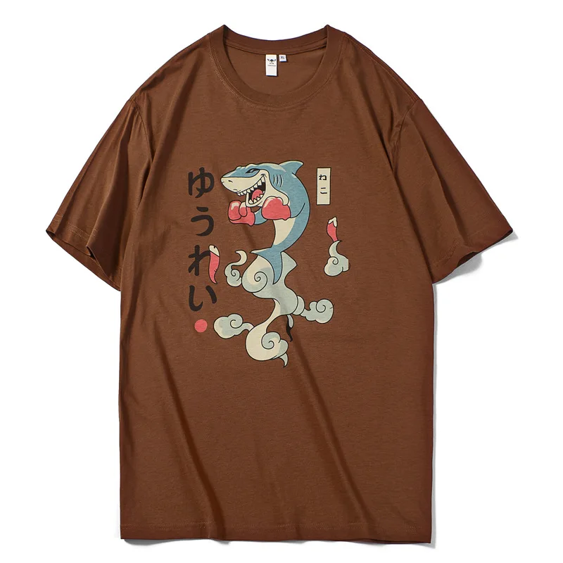 100% хлопок Для мужчин Топ боксерские Акула печати Harajuku Street Wear сезон: весна–лето с