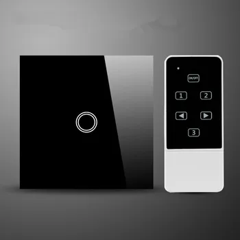 

UK /EU Touch Sensitive Glass Panel Electrical Light Switches with Remote Control, 1 Gang 1 Way Tactile Wall Switches