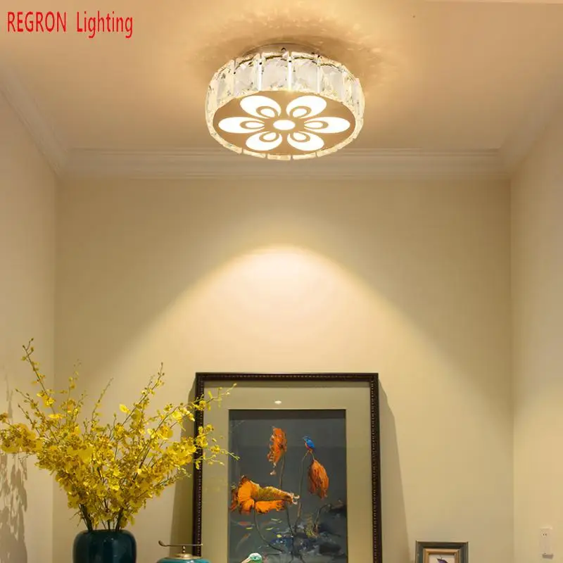 

Contemporary led Balcony Ceiling Lights project porch light Mediterranean Round Crystal Ceiling Lamps For Corridor led luminaria