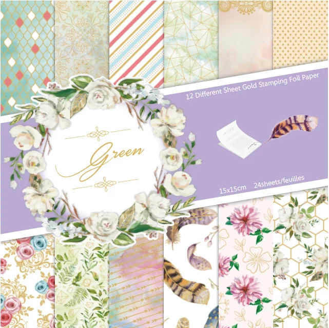 

New 6" 180g Grace Flowers foil background paper pads patterns 24sheets,DIY Craft Scrapbooking Paper Pack