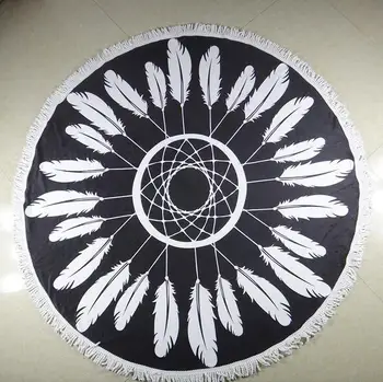 

Large Round with Tassel Circle Bohemia Beach Towel Wash Cloth Reactive Print Bath Towel Sports Towel Polyeste ST-1715