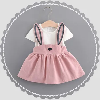

Newborn Toddler Baby Dress Girls Rabbit Ear Heart Strap Casual Dress Clothes Baby Dresses Girl sukienka niemowleca
