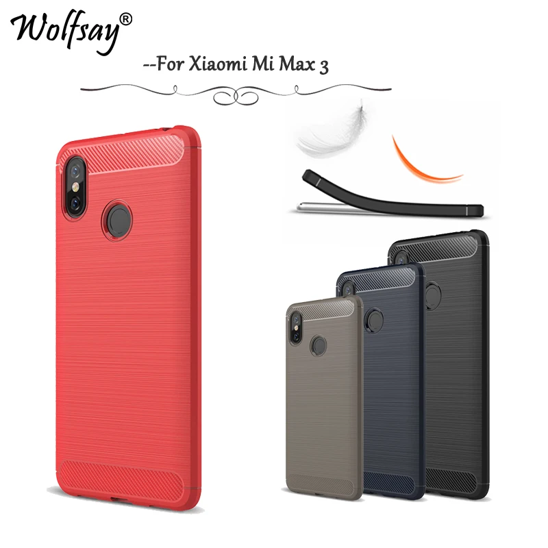 Чехол для Xiaomi Mi Max 3 мягкий силиконовый чехол из углеродного волокна защитный |