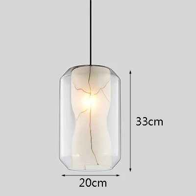 Современная Текстура мраморного камня кулон свет E27 во главе с одной головкой подвесной стеклянный светильник для гостиной, спальни, кухни, спальня кафе ресторан - Цвет корпуса: L