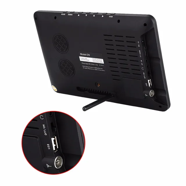 9inch Portable Car TV Television DVB-T-T2 Digital Car TV With Antenna AV USB MP3 MP4 TV Program Recording Color TFT LED PVR
