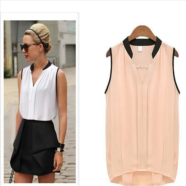 Blouses Womens Fashion Trends 2017 Summer Casual Chiffon Solid Sleeveless Shirts Women Tops Cheap Costume Blouses Womens Fashion Trends 2017 Summer Casual Chiffon Solid Sleeveless Shirts Women Tops Cheap Costume