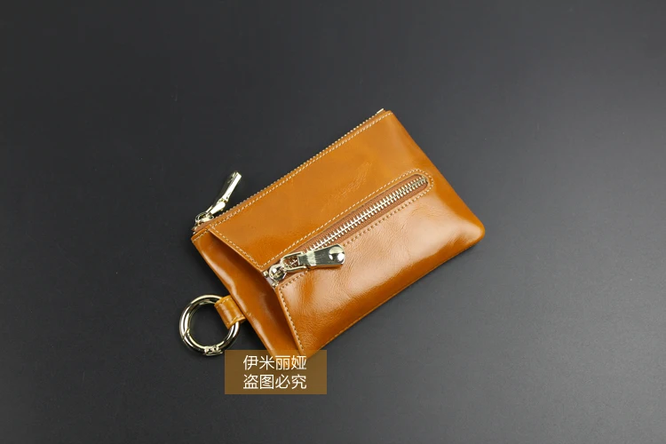Женщины масло воск натуральная кожа ключевой бумажник многофункциональный портмоне карты сумка Теплые Ключевые Бумажник леди мини-молния небольшой мешок ключа