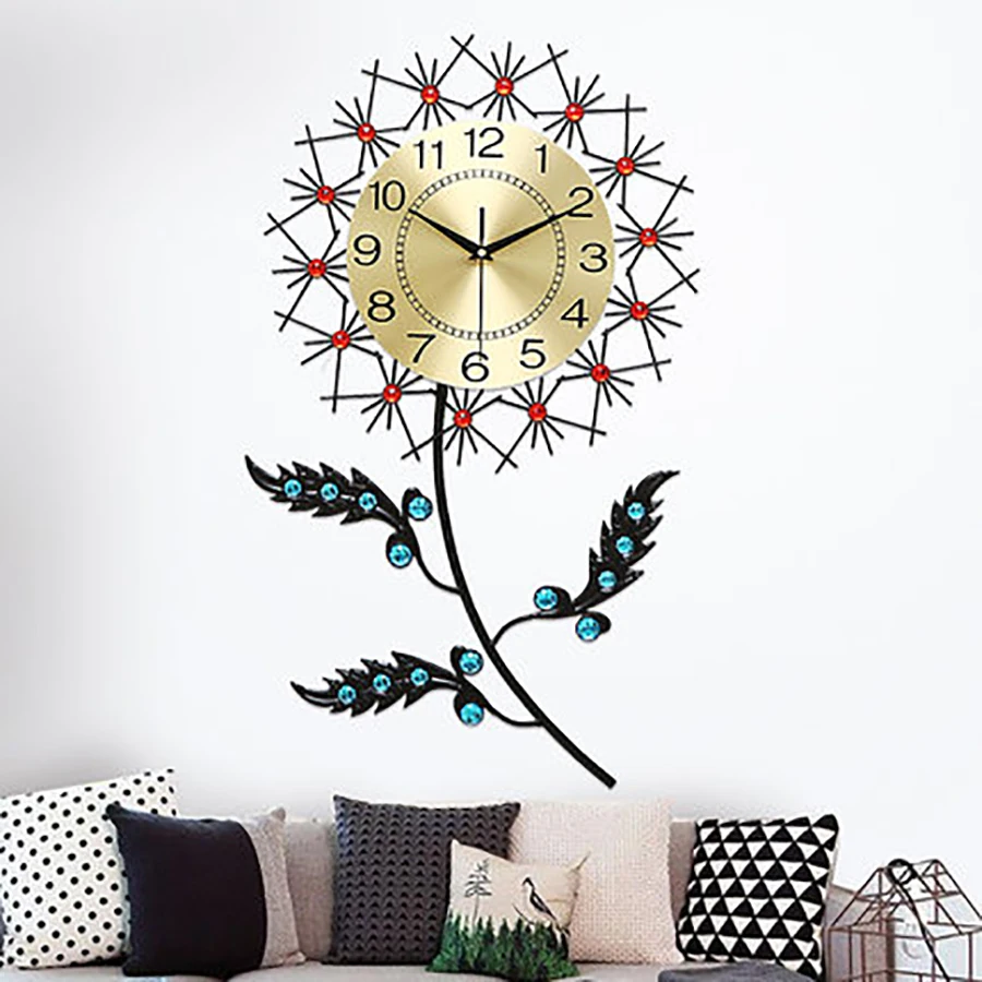 

Fashion Flower Clock Living Room Warm Mute Wall Clock Modern Creative Bedroom Round Home Electronic Fashion Clocks Wall Clock