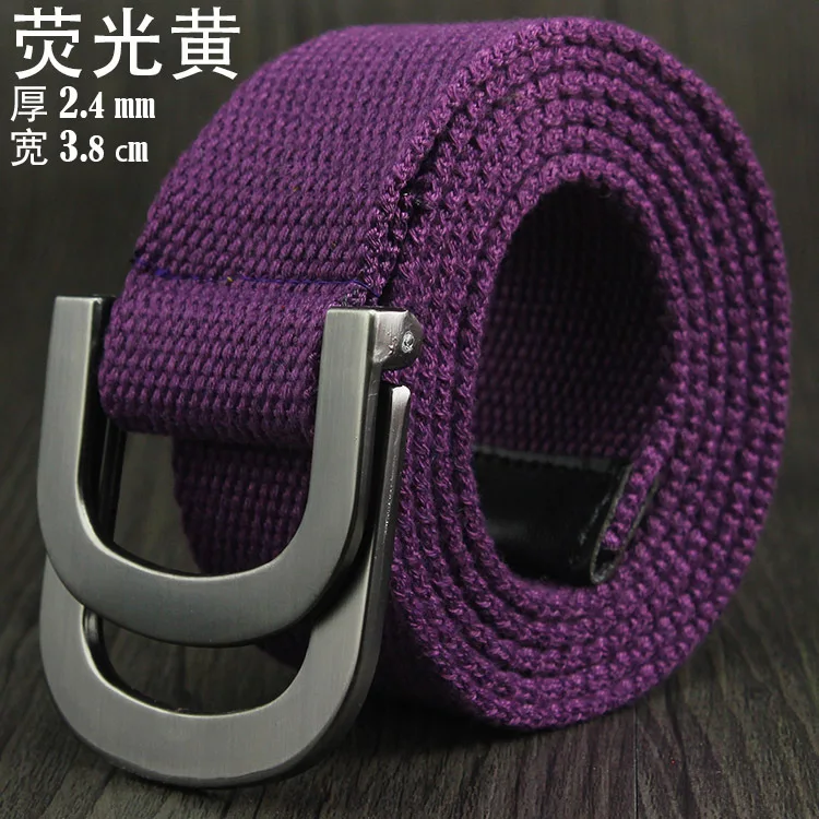 Male&Female Military Tactical Belt High Quality 2.5 mm Thick Solid color Canvas Belt for Men&Women Double Buckle 115cm Length - Цвет: Violet