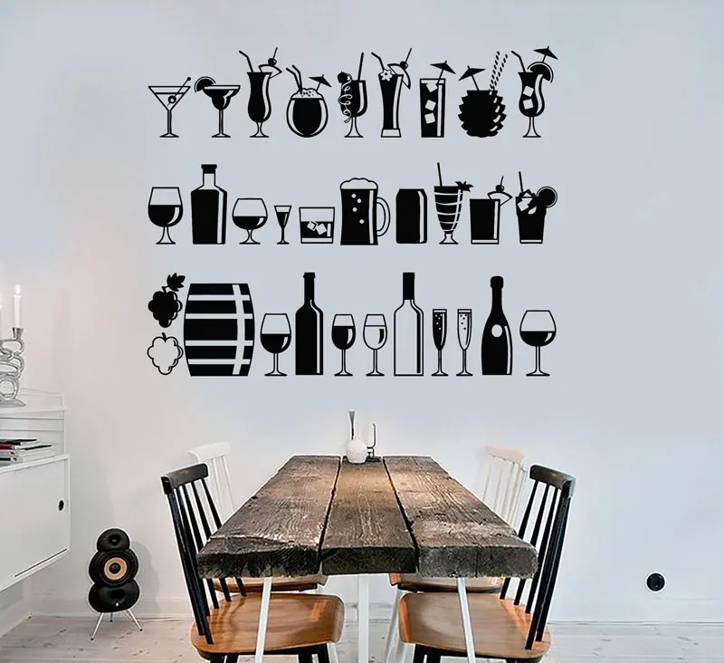 

Vinyl wall applique alcohol bar drink party lounge restaurant entertainment leisure home living room decoration sticker JB01