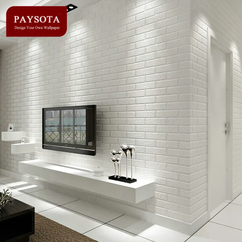 PAYSOTA Non-woven White Brick Grain Wallpaper Bedroom Living Room TV Setting Sofa Background Wall Paper Home Decoration