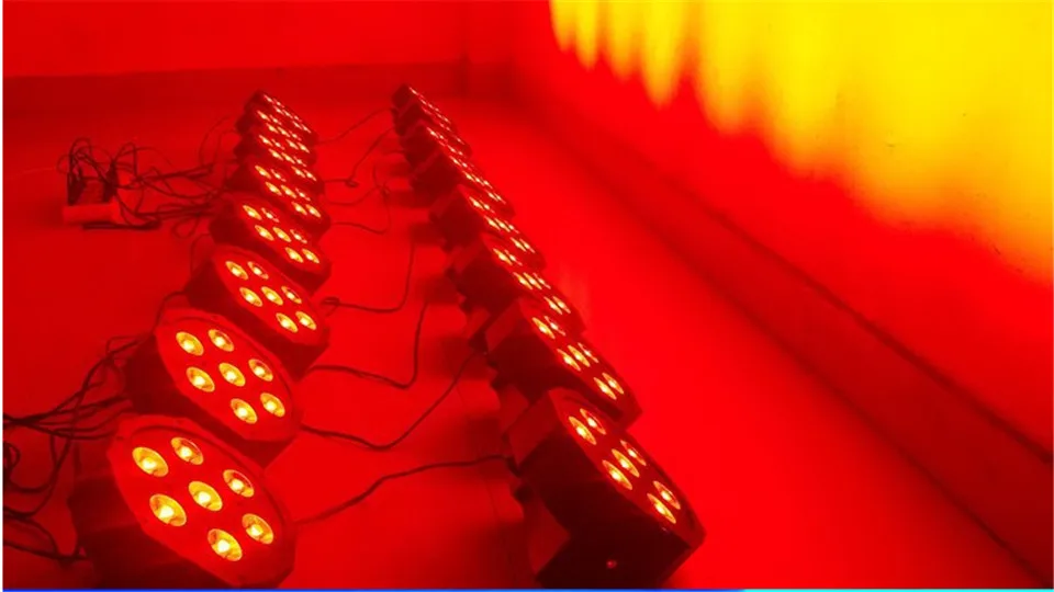 

8pcs/lot CREE LED Par 7x12W RGBW 4IN1 LED Luxury DMX 4/8 Channels Led Flat Par Lights