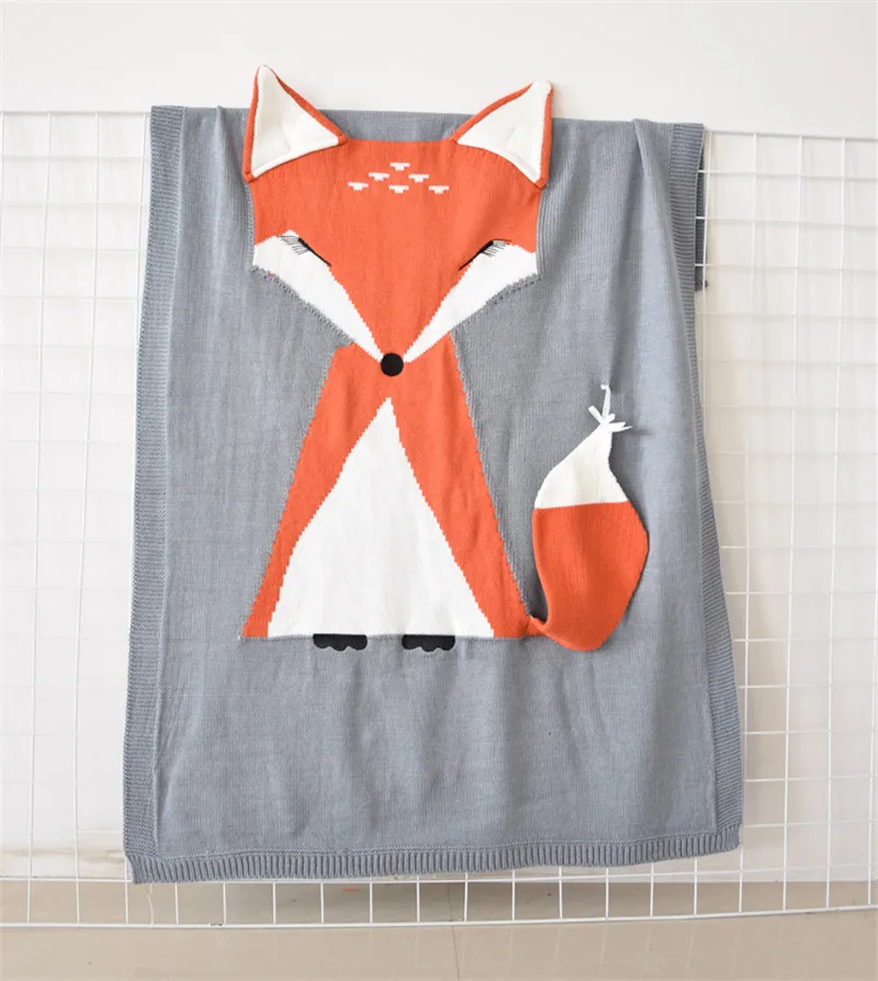 Baby Blanket Fox Animals Pattern Sleep Bag - Soft Wool Swaddle