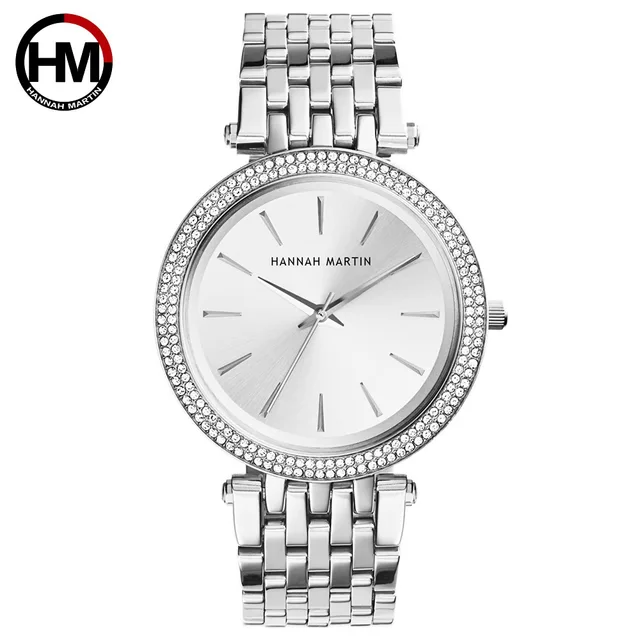 HANNAH MARTIN Luxury Silver Women's Bracelet Watches Steel Strap Ladies Dress Wa HANNAH MARTIN Luxury Silver Women's Bracelet Watches Steel Strap Ladies Dress Wa