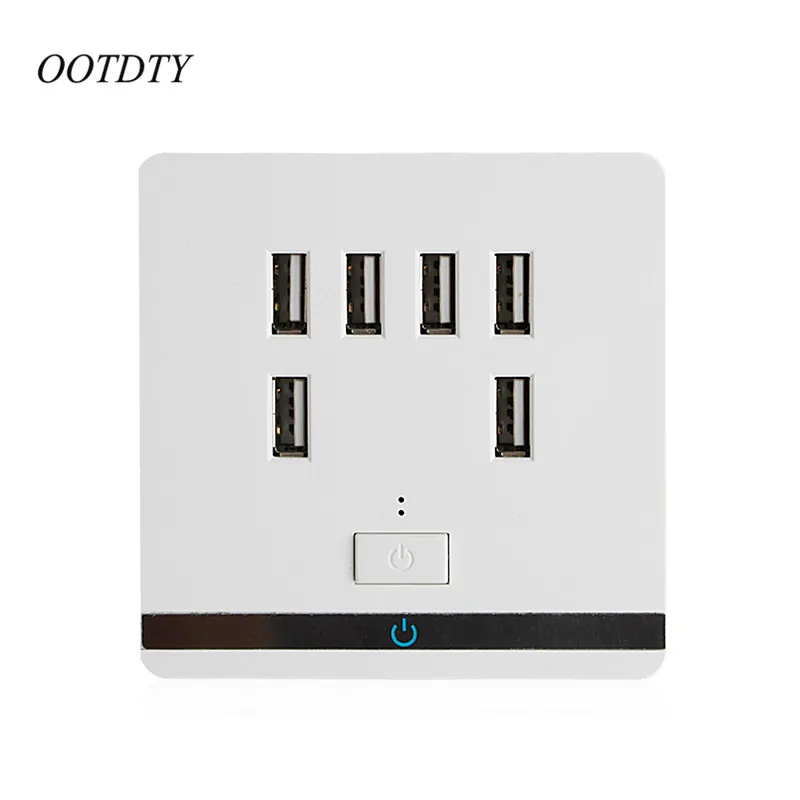 

OOTDTY 3.4A 6 Port USB Wall socket Outlet Charger Power Socket Receptacle Plate Panel Switch