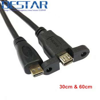 

HDMI 1.4 D type Micro HDMI Male to Female M/F Extension Panel Mount Cable HDMI micro HDMI cable 30cm 60cm 1ft 2ft 0.3m 0.6m