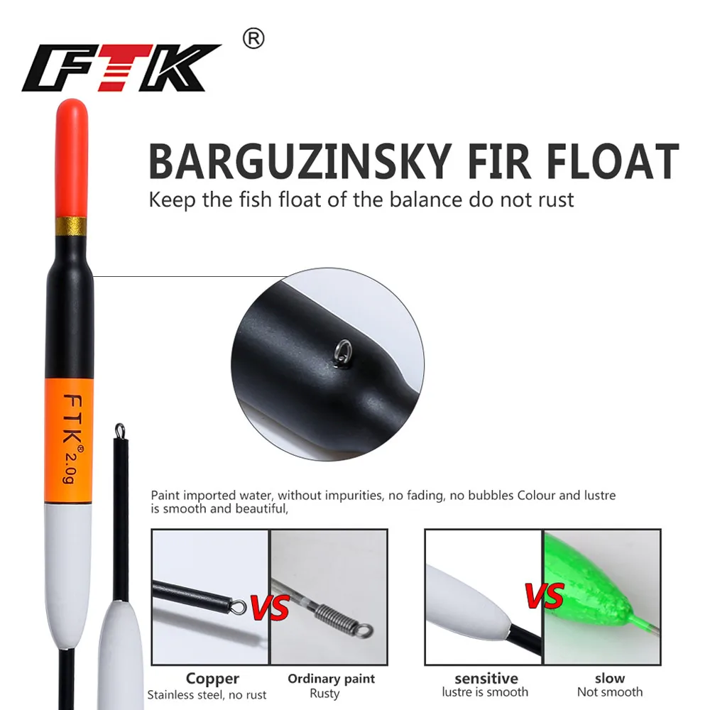 FTK Barguzinsky Fir 10 шт./лот поплавок вес 1 г-3 г Длина 13-14 см поплавок для ловли карпа