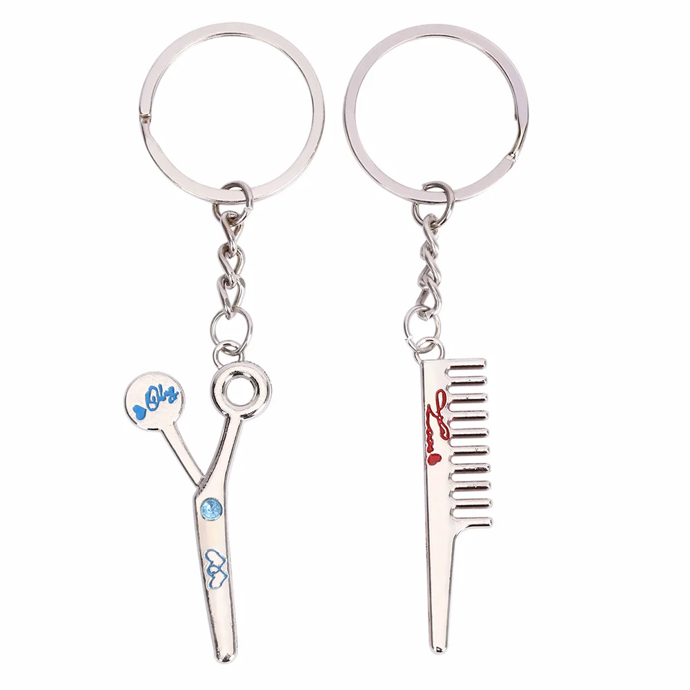 2pcs Scissors and Comb Key Ring Car Keyfob Couples Romantic Keychain Lover Gift Interior Accessories | Автомобили и мотоциклы