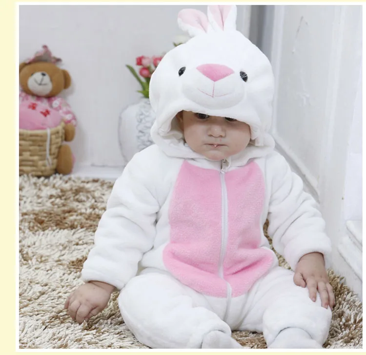 Baby Cartoon Rompers Newborn Hooded Toddler Clothing Boys Girls Minions Animal Jumpsuit Playsuit Costume Flannel Baby Rompers