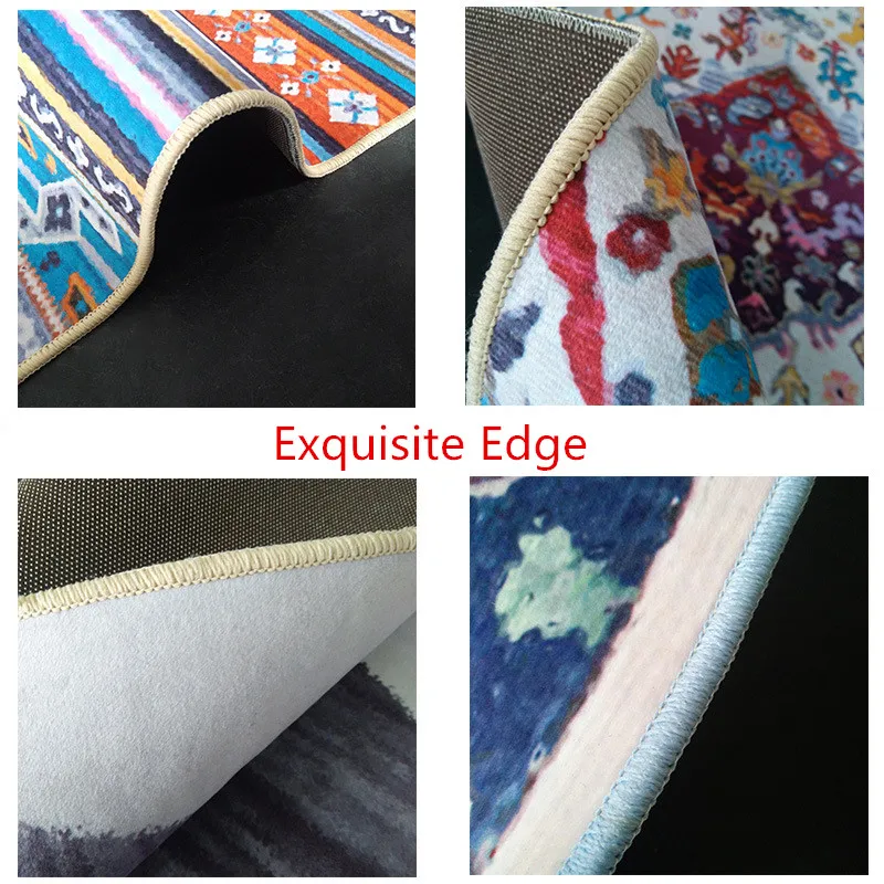 Modern Fashion abstract geometric Blue brown small squares Bedroom living room floor mat Bedside carpet plush rug custom made