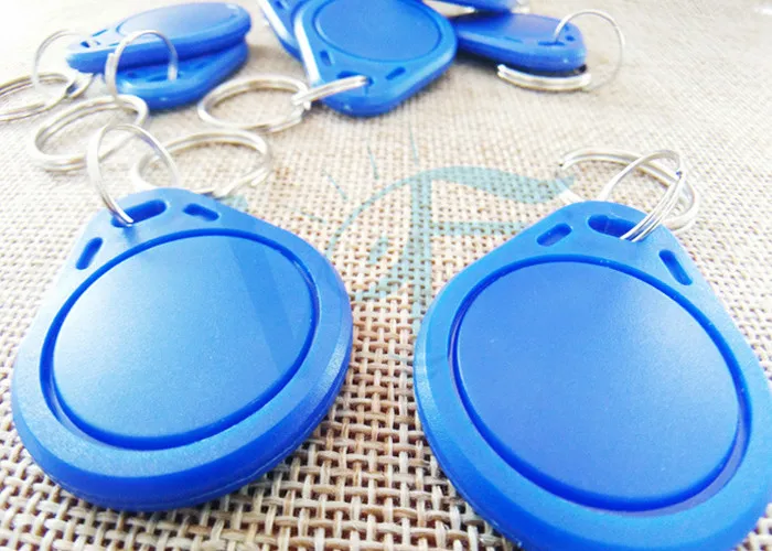 100pcs IC Card 13.56MHZ Key Tag Blue Keyfob M1 Key Entrance Guard Card ...