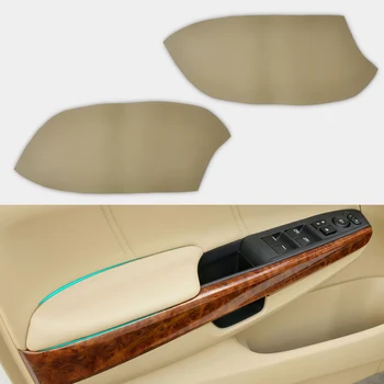 

beler 1pair New Beige Front Door Panels Armrest Skin Covers Leather DIY Decorations for Honda Accord 2008 2009 2010 2011 2012