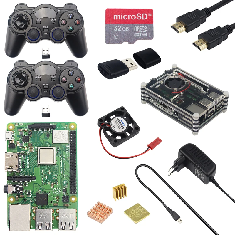 

Raspberry Pi 3 Model B Plus Gaming kit+Wireless Game Controller+Case+Power+32G SD Card+HDMI Cable+Heat Sink for Retropie 3B Plus