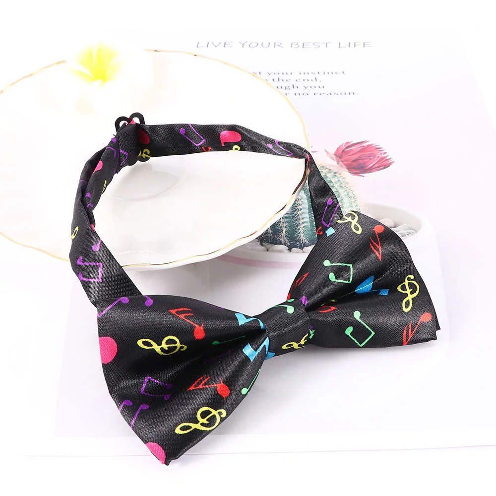 

Fashion Men's Tuxedo Adjustable Bow Tie Classic Colorful Musical Note Pattern Two-layer Neck Bowtie Accessories Novelty Cravat