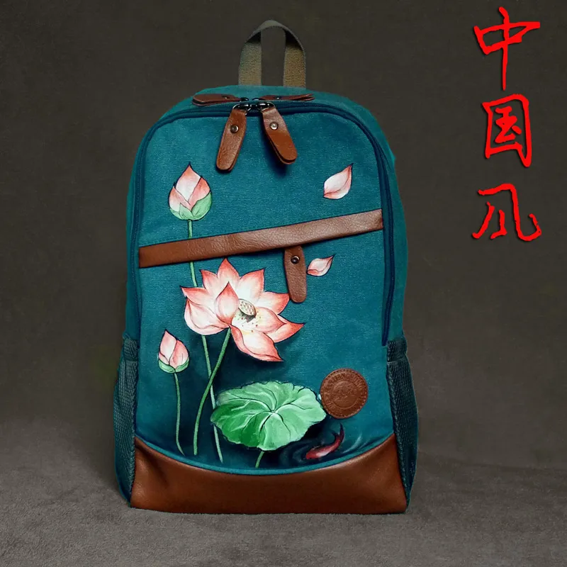 Новая оригинальная ручная роспись Холщовая Сумка Китайский Национальный Ветер Ретро Стиль Искусство Sen женский рюкзак