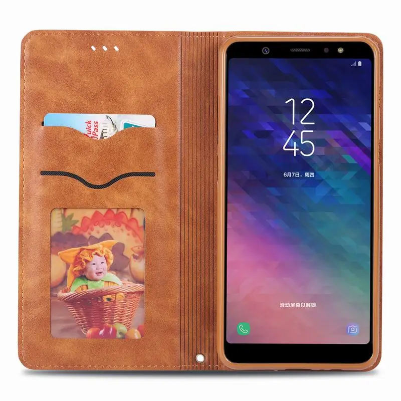 Чехол для Samsung Galaxy A6 2018 Plus A6S роскошный винтажный откидной магнитный Бумажник