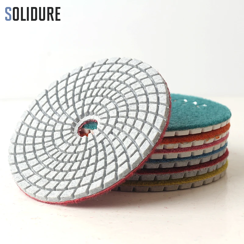7pcs/set 4 Inch 100mm Spiral Shape Diamond Polishing Pads For Wet