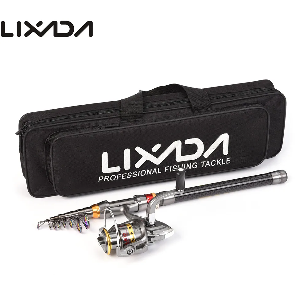 Lixada تلسكوبي الصيد رود بكرة كومبو يشبع عدة قضيب من ألياف الكربون القطب + الغزل بكرة مع حقيبة حالة معدات صيد الأسماك مجموعة ل Pesca Lixada تلسكوبي الصيد رود بكرة كومبو يشبع عدة قضيب من ألياف الكربون القطب + الغزل بكرة مع حقيبة حالة معدات صيد الأسماك مجموعة ل Pesca