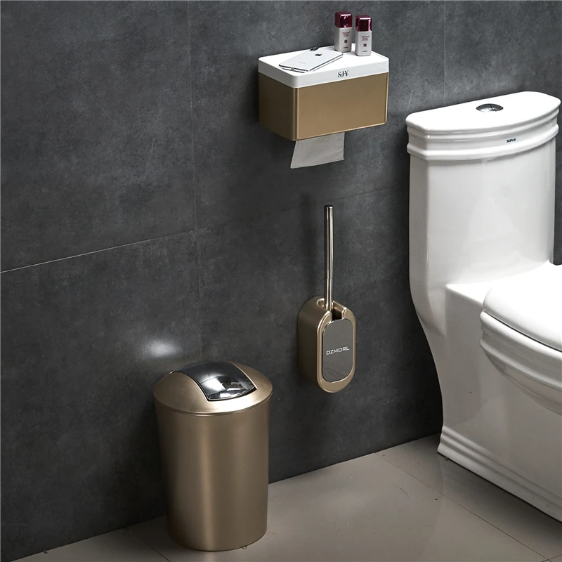 

Creative European Toilet Brush Set Walls mount Toilet Brush holder with dust bin and paper holder for bathroom accessories set