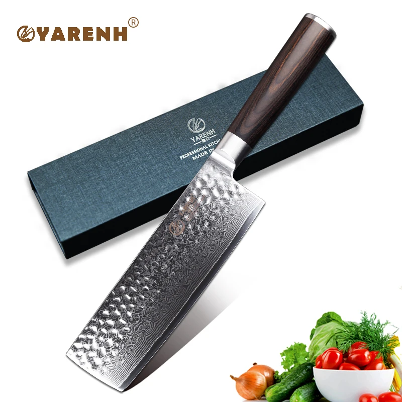 6.5 inch nakiri vegetable knife Damascus steel kitchen knife Japanese VG10 best chef knives with color wood handle cleaver
