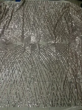 

Wholesale CGL32557 African French Tulle Lace Fabric with sequins High Quality in champagne gold color